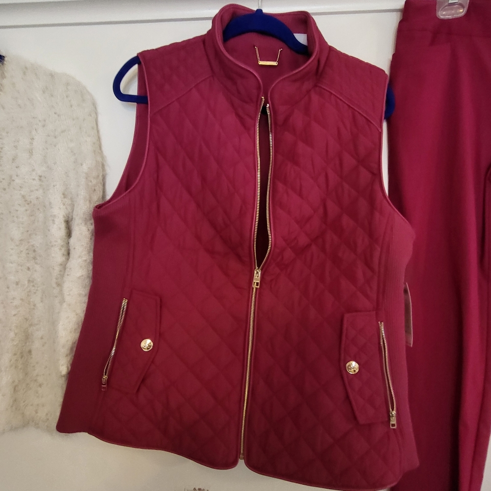 Chico's Quilted Vest with Gold Accents